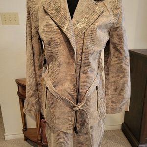 Blushe Impressions Genuine Leather, Snake Imprint, Jacket and Skirt Suit size 14